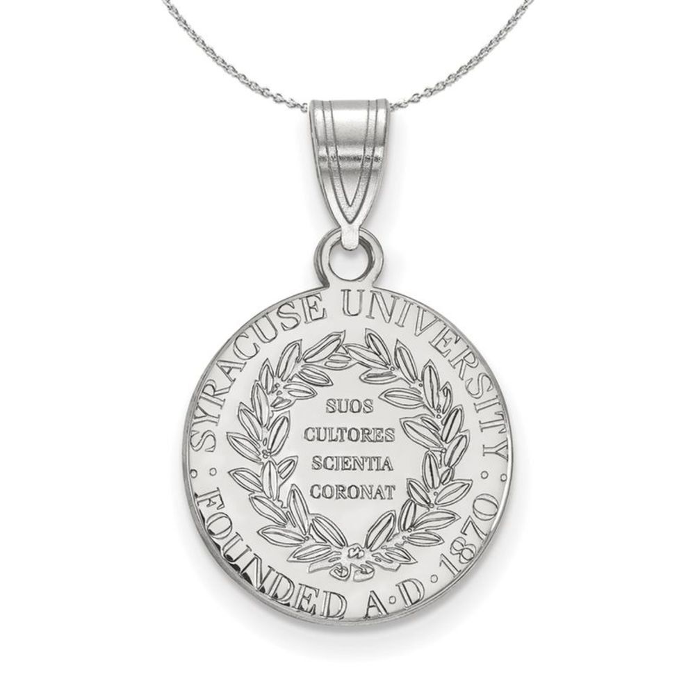 Sterling Silver Syracuse U. Medium Crest Necklace - 16 Inch